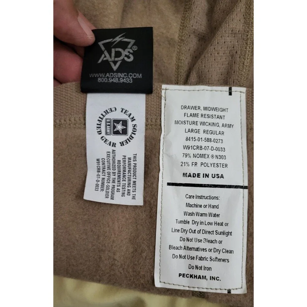 USGI Polartec Free Thermal Fire-Resistant Pant Liners Long Johns Large NEW